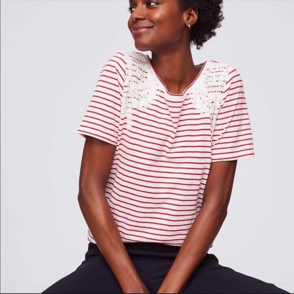 LOFT Tops - LOFT Striped Appliqué Tee